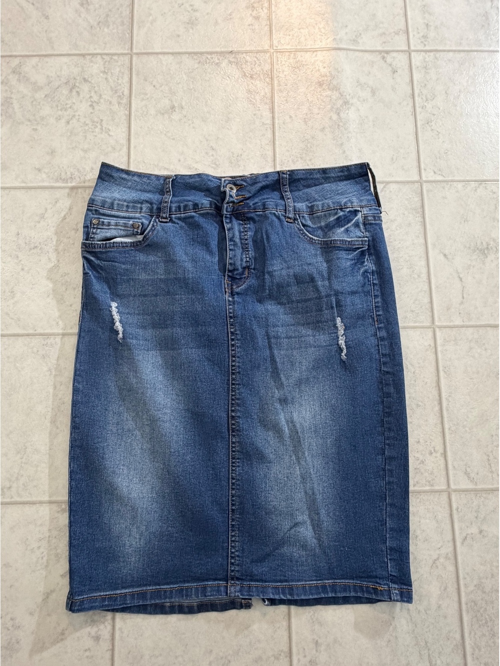Blue Denim Midi Skirt